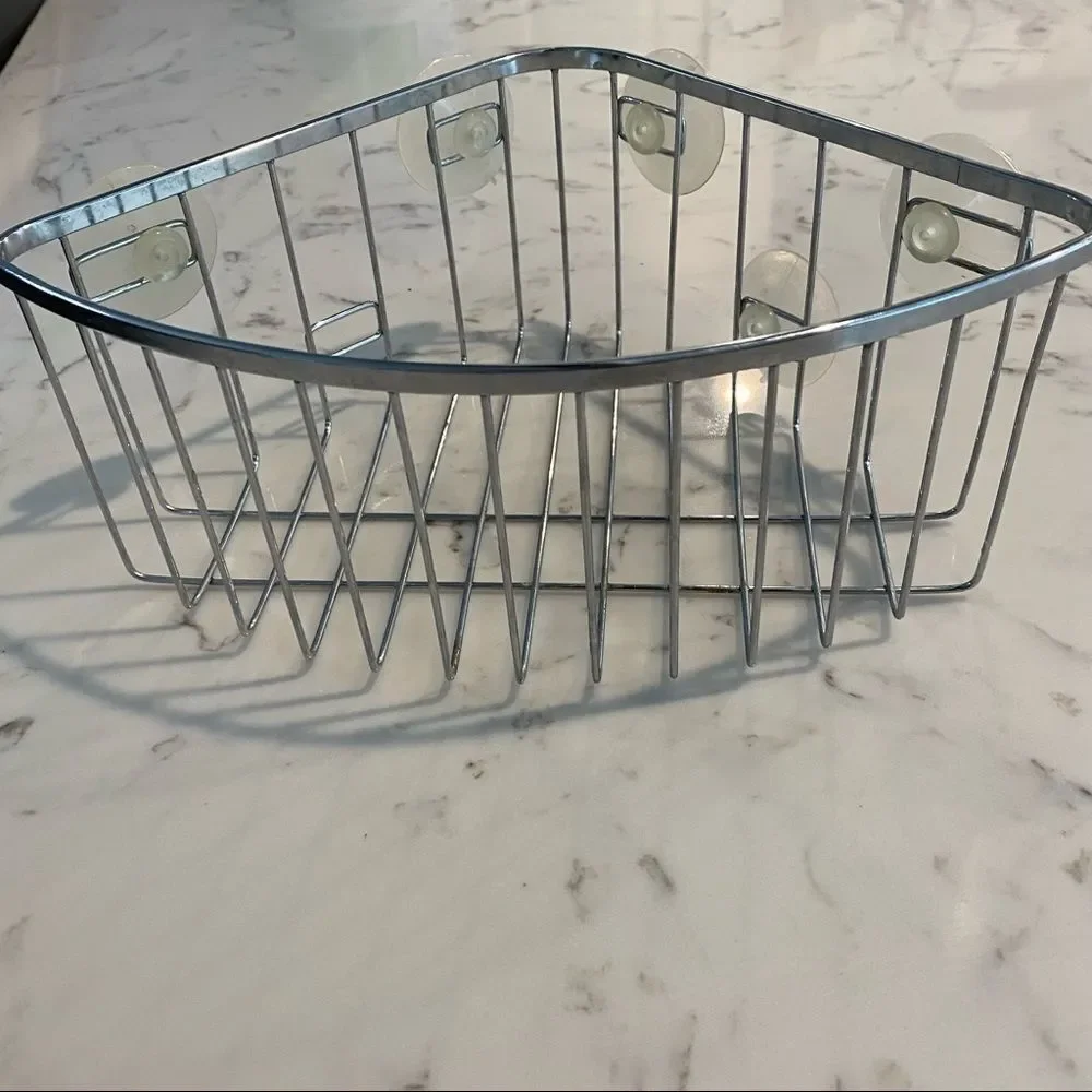 SMALL/MEDIUM Corner Shower Silver Basket